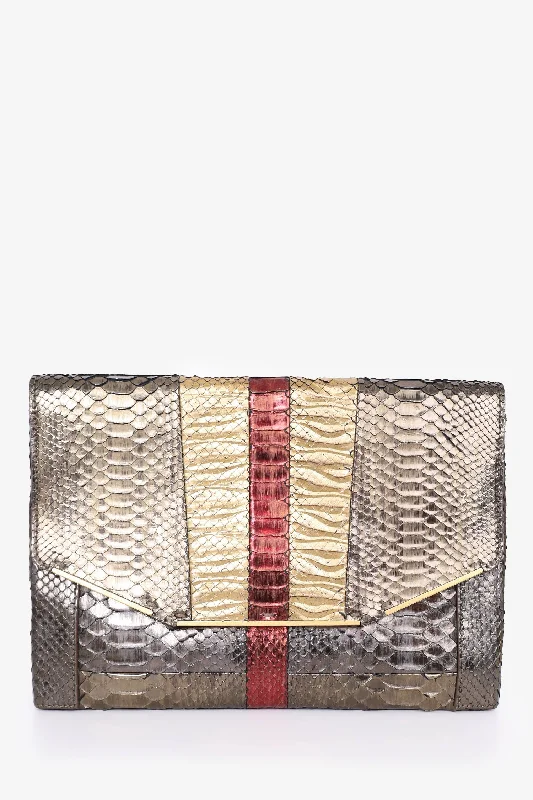 Lanvin Bronze Python Clutch