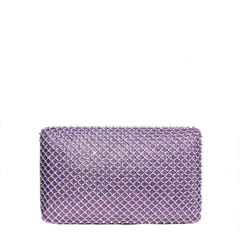 Lavender Fishnet Crystal Clutch