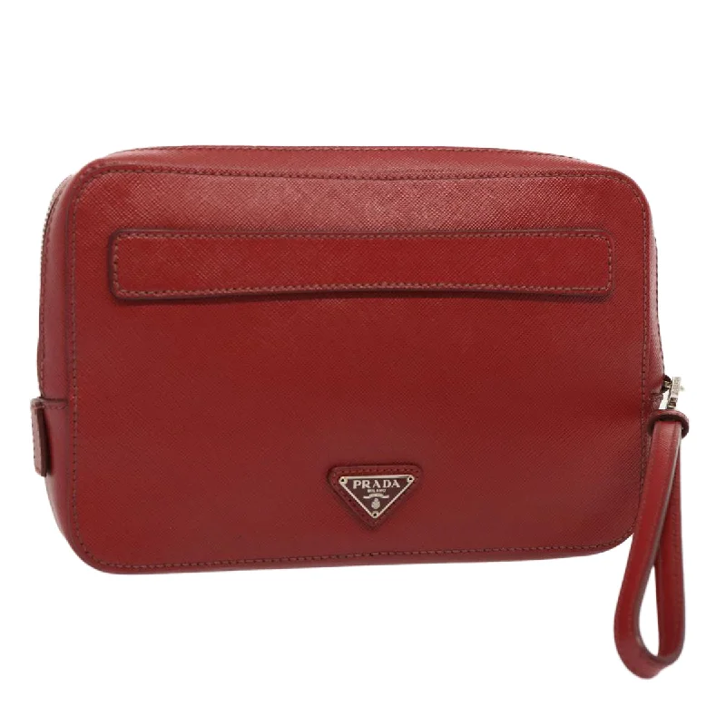 Prada Pionnière  Leather Clutch Bag (Pre-Owned)