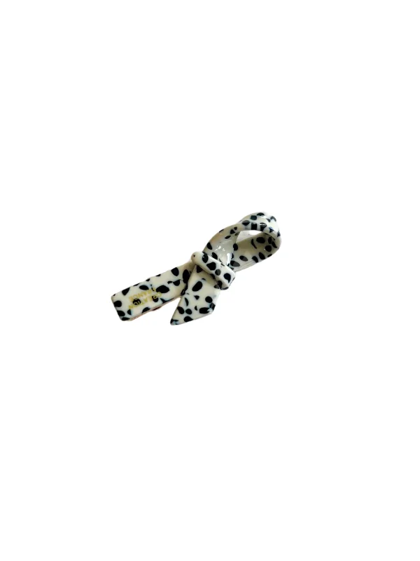 Small Ivory Black Bow Hair Clip