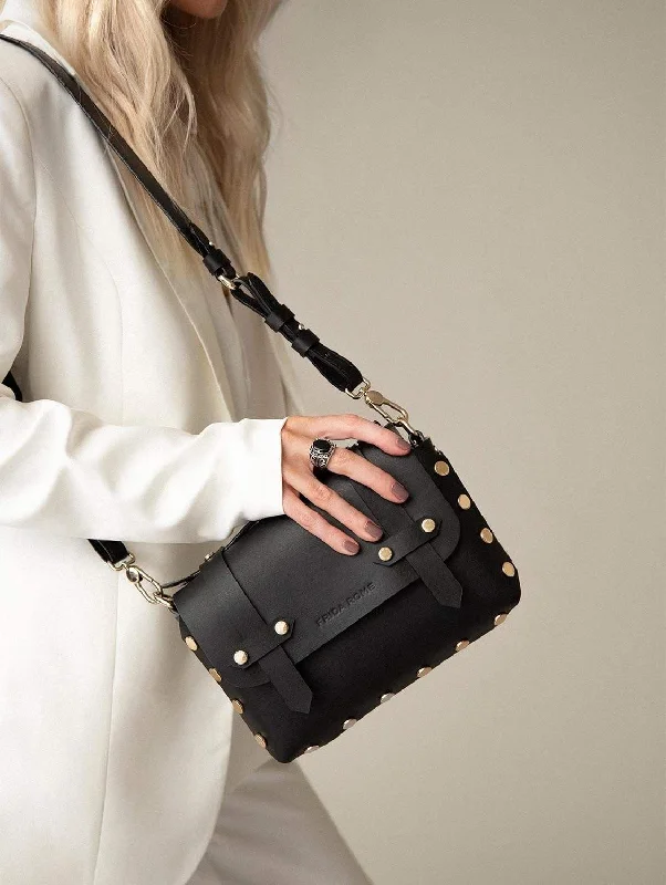 The WEEK/END Cactus Leather Vegan Studded Crossbody Bag | Black