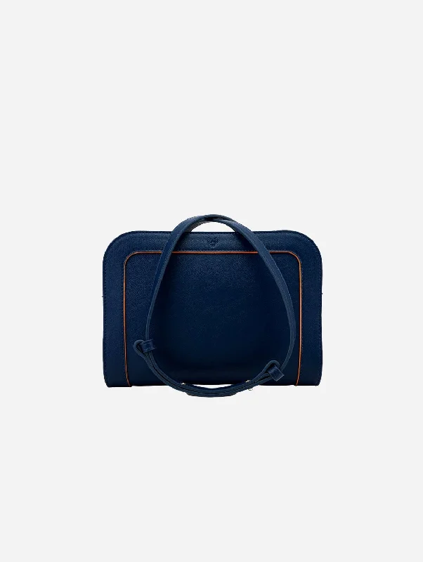 The Wilton Vegan Leather Crossbody Bag | Navy & Orange