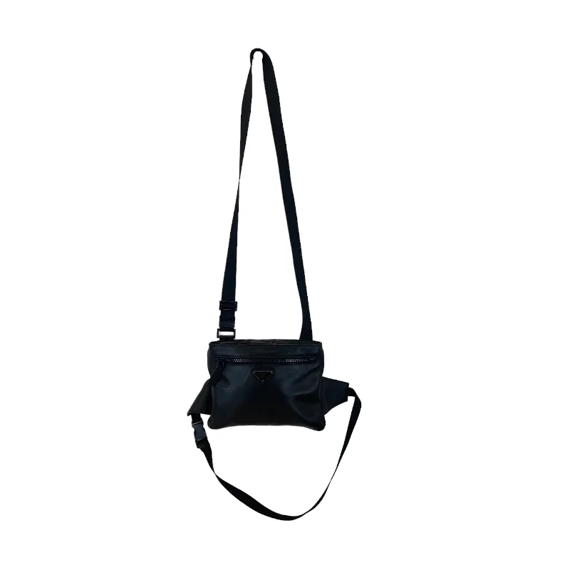 PRADA/Cross Body Bag/Leather/BLK/harness