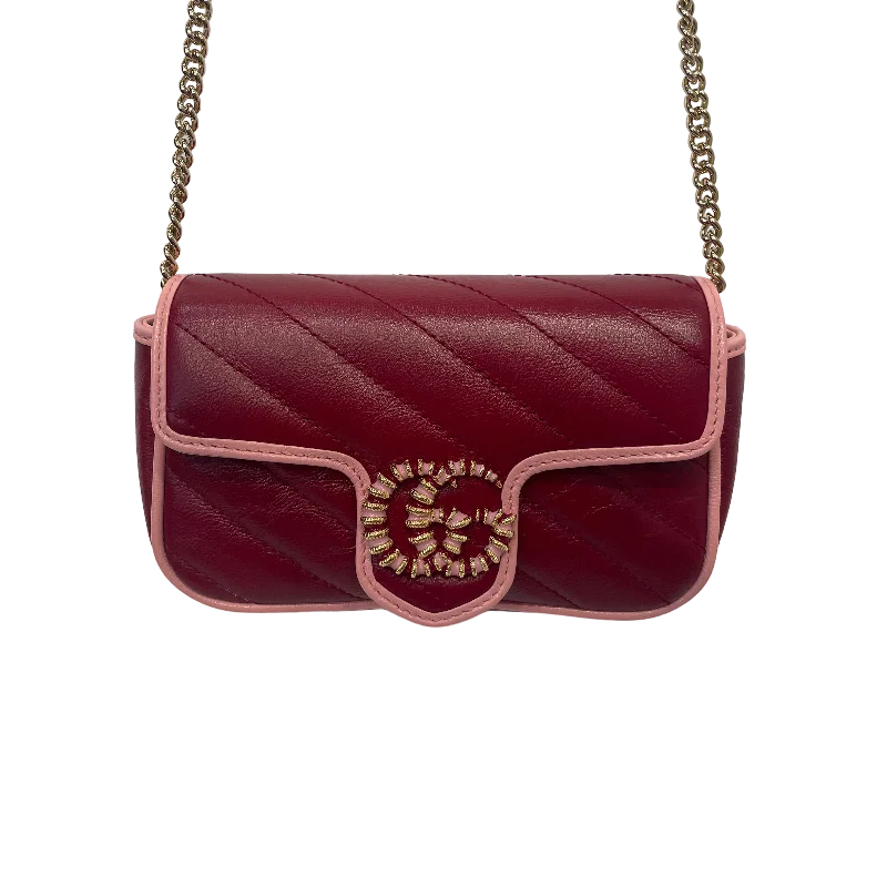 GUCCI///Cross Body Bag/OS/Plain/Leather/RED/W [Designers] Design/Marmont