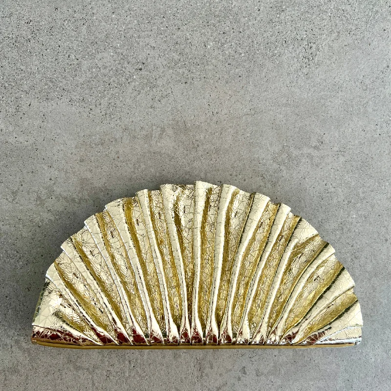 Nala Fan Clutch, Bright Brass