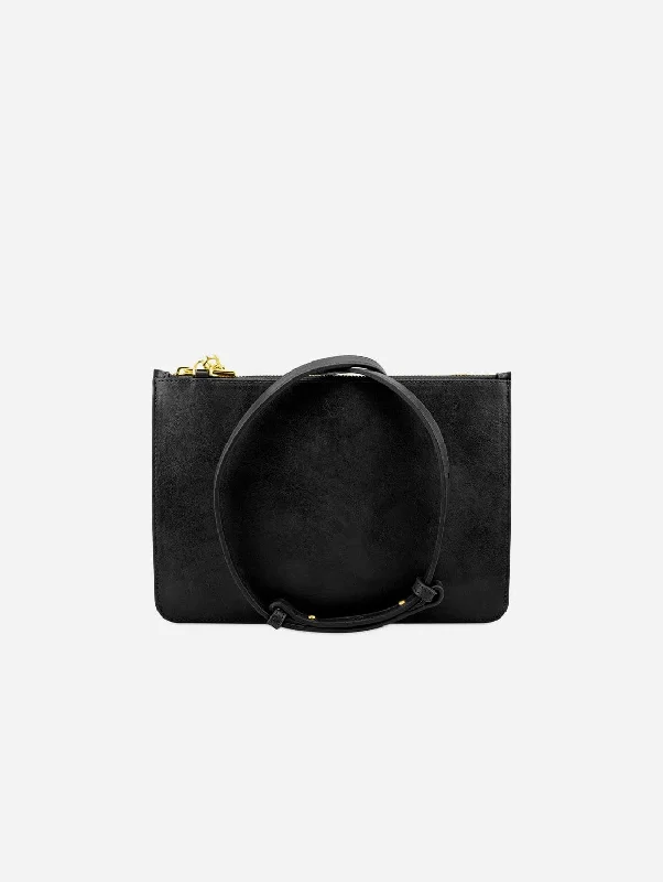 Camden Vegan Leather Crossbody Clutch | Black & Cobalt