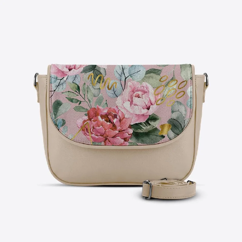 Beige Messenger Crossbody Watercolor Gentle