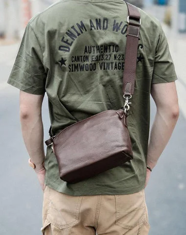 Brown Leather Mens Casual Small Courier Bags Messenger Bag Black Postman Bag For Men