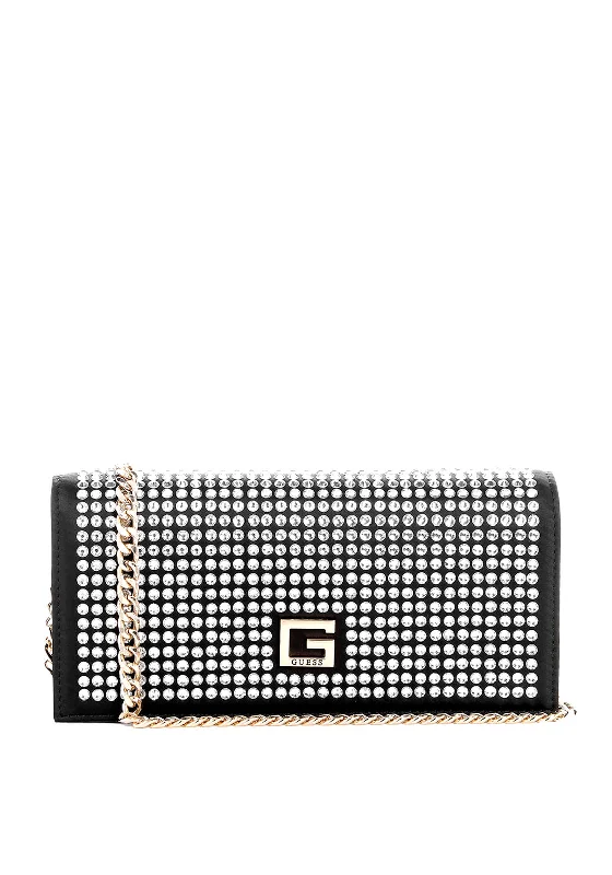 Guess Gilded Glamour Rhinestone Clutch Bag, Black