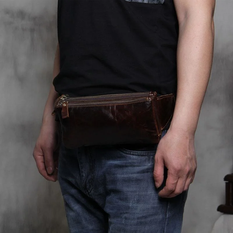 Leather Fanny Pack Mens Waist Bag Hip Pack Belt Bag Bumbag for Men