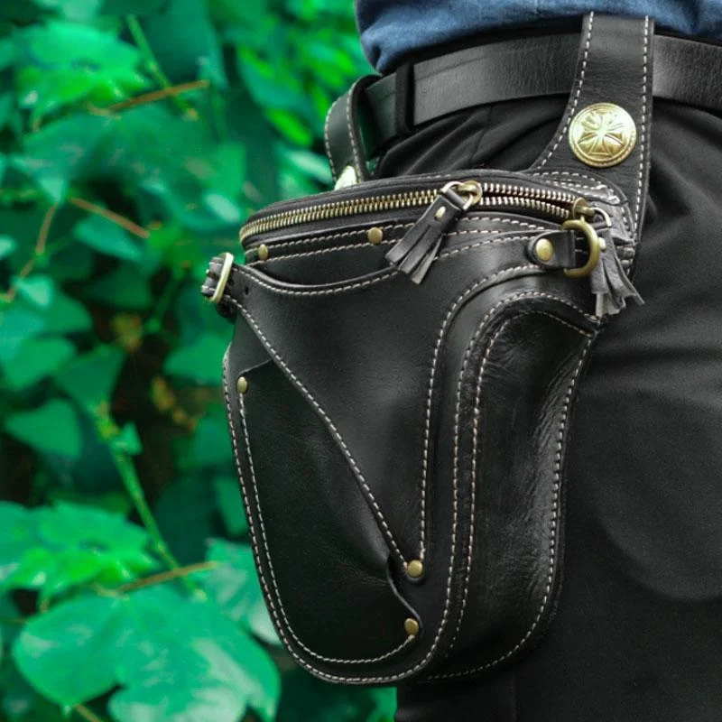 Leather Belt Pouch Mens Small Cases Waist Bag Hip Pack Belt Bag Fanny Pack Bumbag for Men