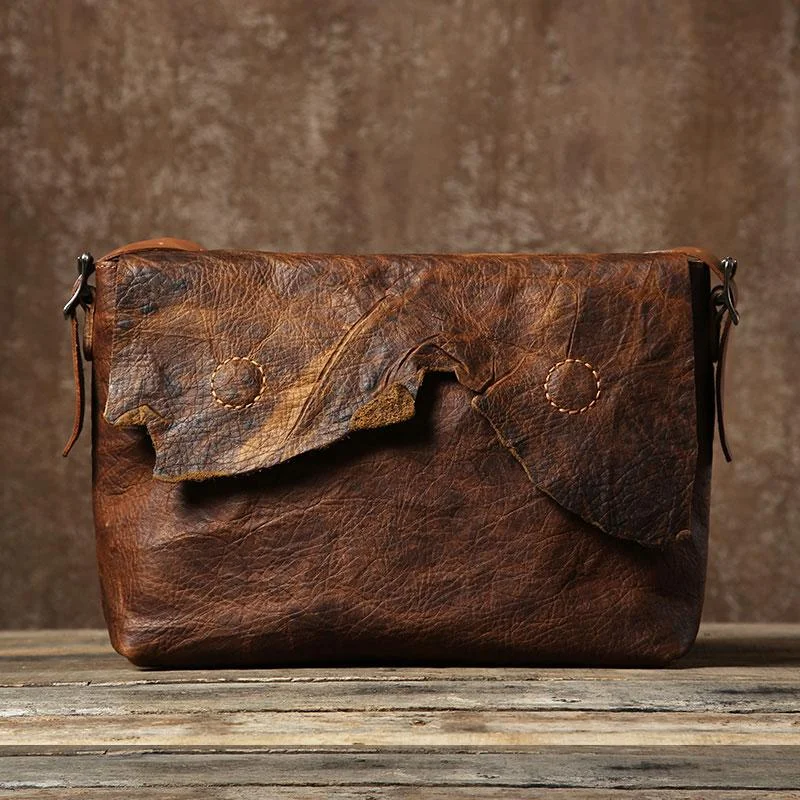 Handmade Vintage Leather Mens Cool Shoulder Bag Messenger Bag Chest Bag Bike Bag Cycling Bag for men