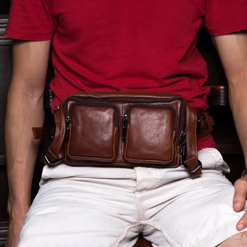 Leather Fanny Pack Mens Waist Bag Hip Pack Belt Bag Bumbag for Men