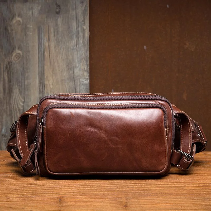 Leather Fanny Pack Mens Waist Bag Hip Pack Belt Bag Bumbag for Men