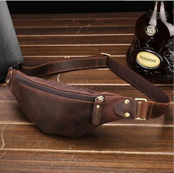 Leather Mens Fanny Pack Waist Bag Hip Pack Belt Bag Bumbag for Men