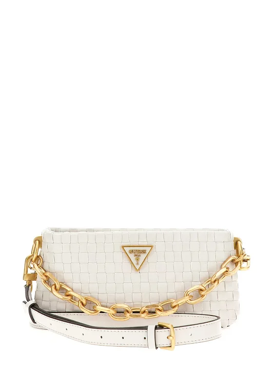 Guess Lisbet Mini Woven Crossbody Bag, Stone