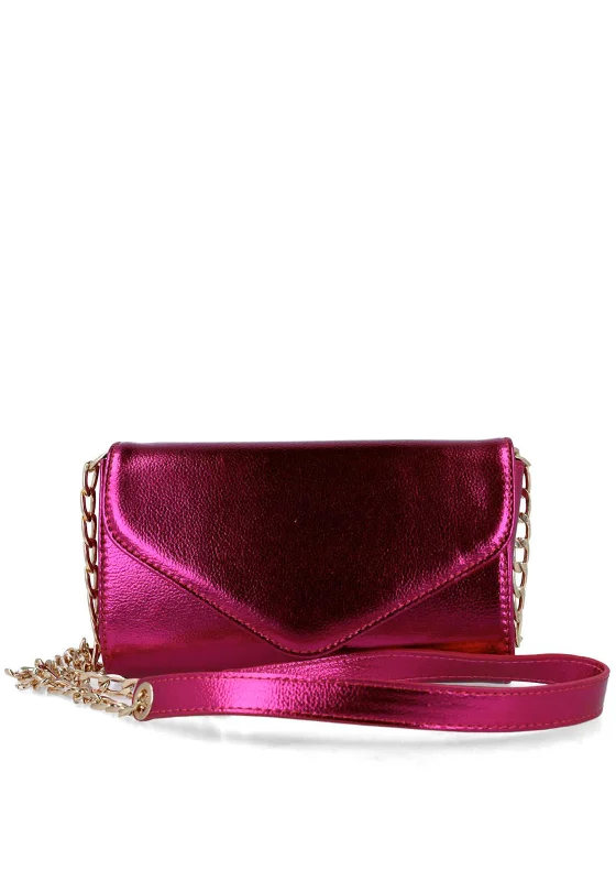 Menbur Metallic Fold Over Clutch Bag, Pink