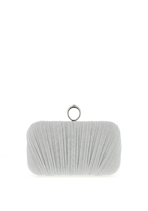 Zen Collection Glitter Ruffle Ring Clasp Clutch Bag, White