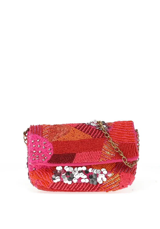 Zen Collection Flap Over Sequins Mini Bag, Pink