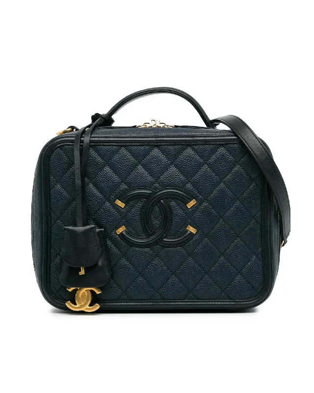 Quilted Leather Vanity Case with Woven Chain Strap