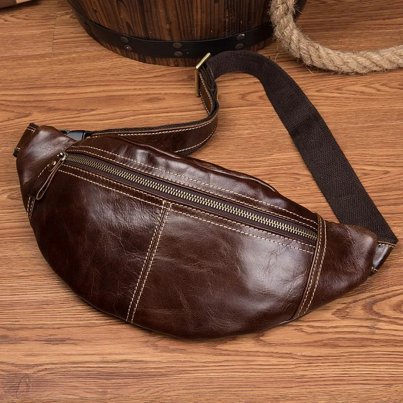 Vintage Leather Fanny Pack Mens Waist Bag Hip Pack Belt Bag Bumbag for Men