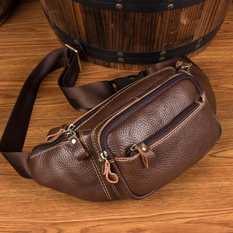 Vintage Leather Fanny Pack Mens Waist Bag Hip Pack Belt Bag Bumbag for Men