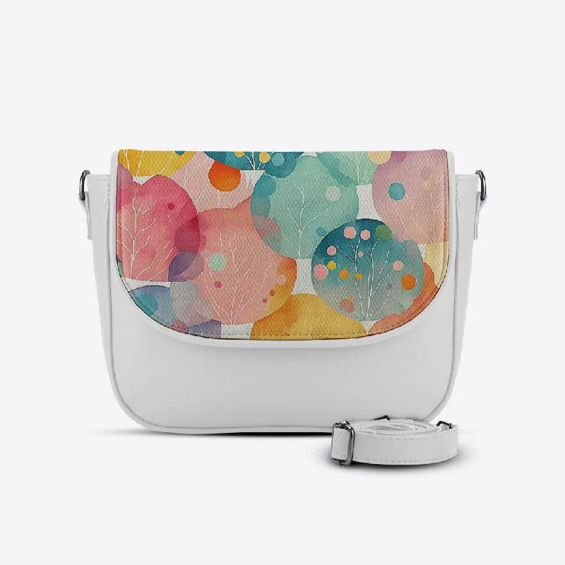 White Messenger Crossbody Circled Trees