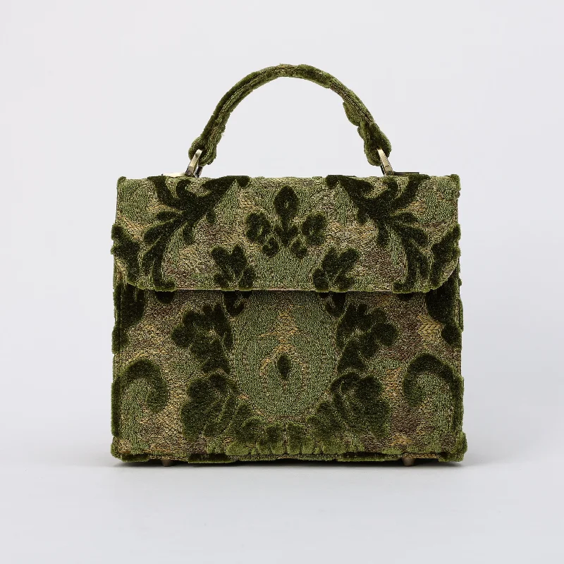 Burnout Velvet Fern Green Flap Satchel