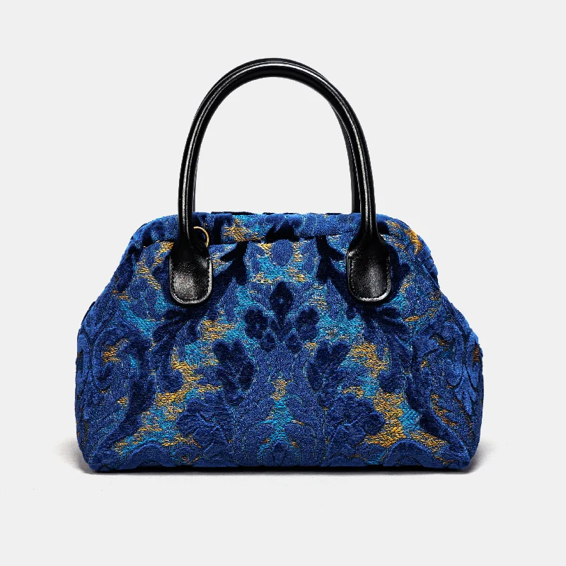 Burnout Velvet Navy Carpet Satchel