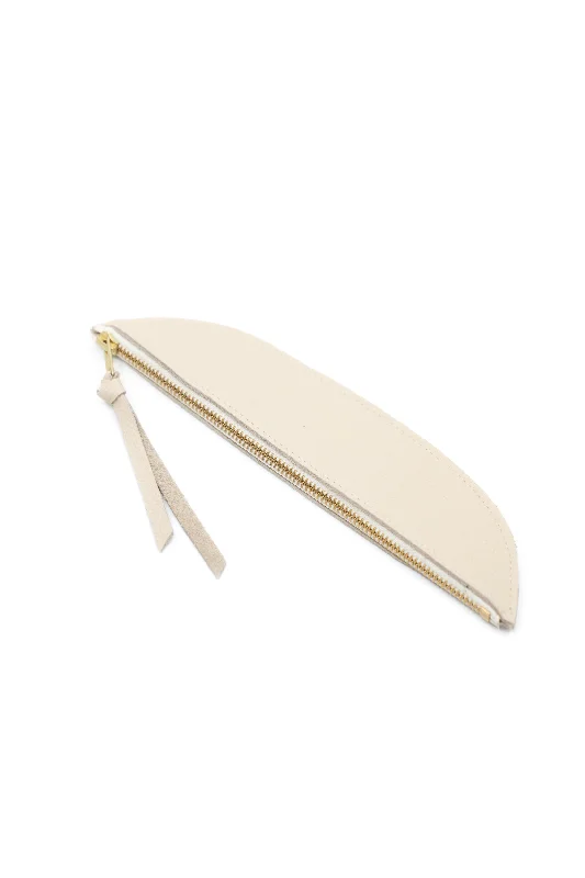 SONIA LEATHER ZIP POUCH | CREAM